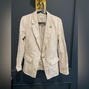 LOFT Tan Striped Blazer with glitter thread detail